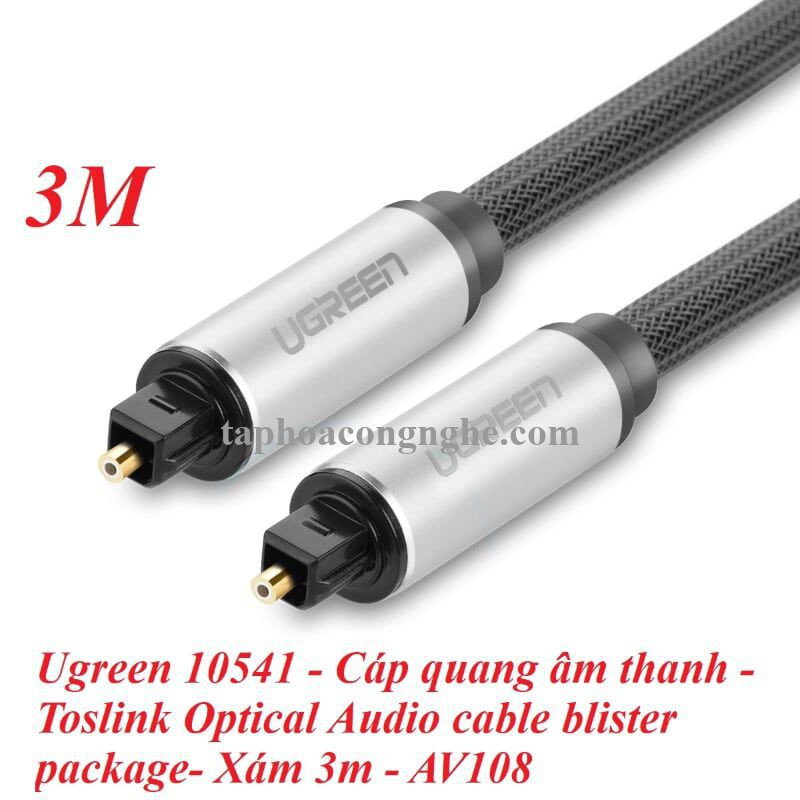 Ugreen 10541 3M màu Xám Dây cáp quang âm thanh 2 đầu dương AV108 30010541